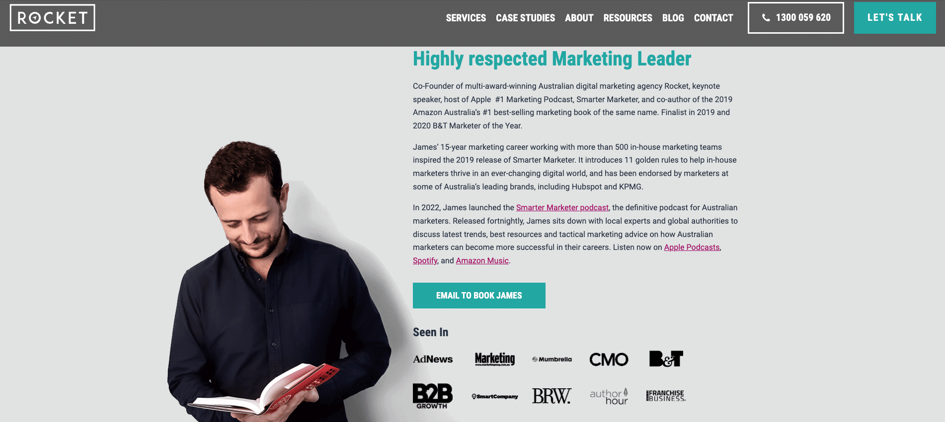 James author profile page