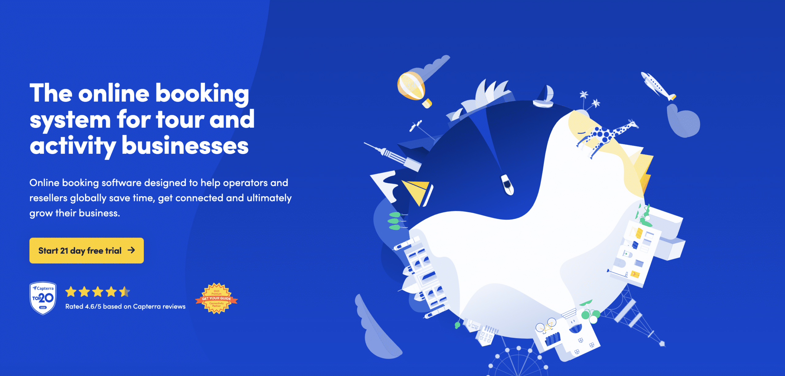 Rezdy landing page design example