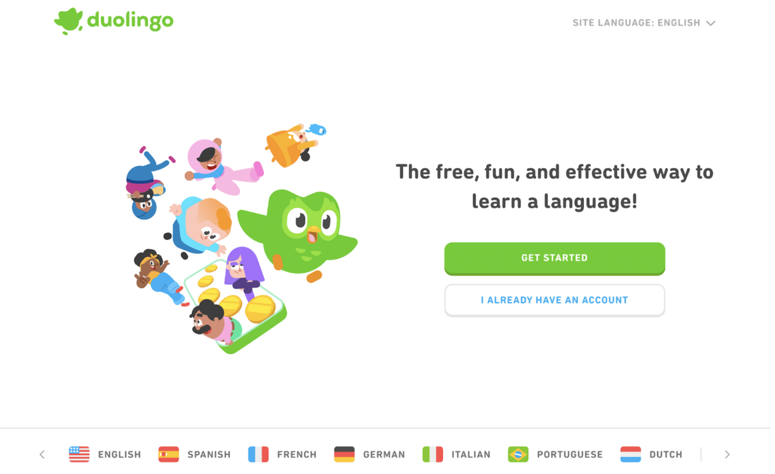 Duolingo landing page