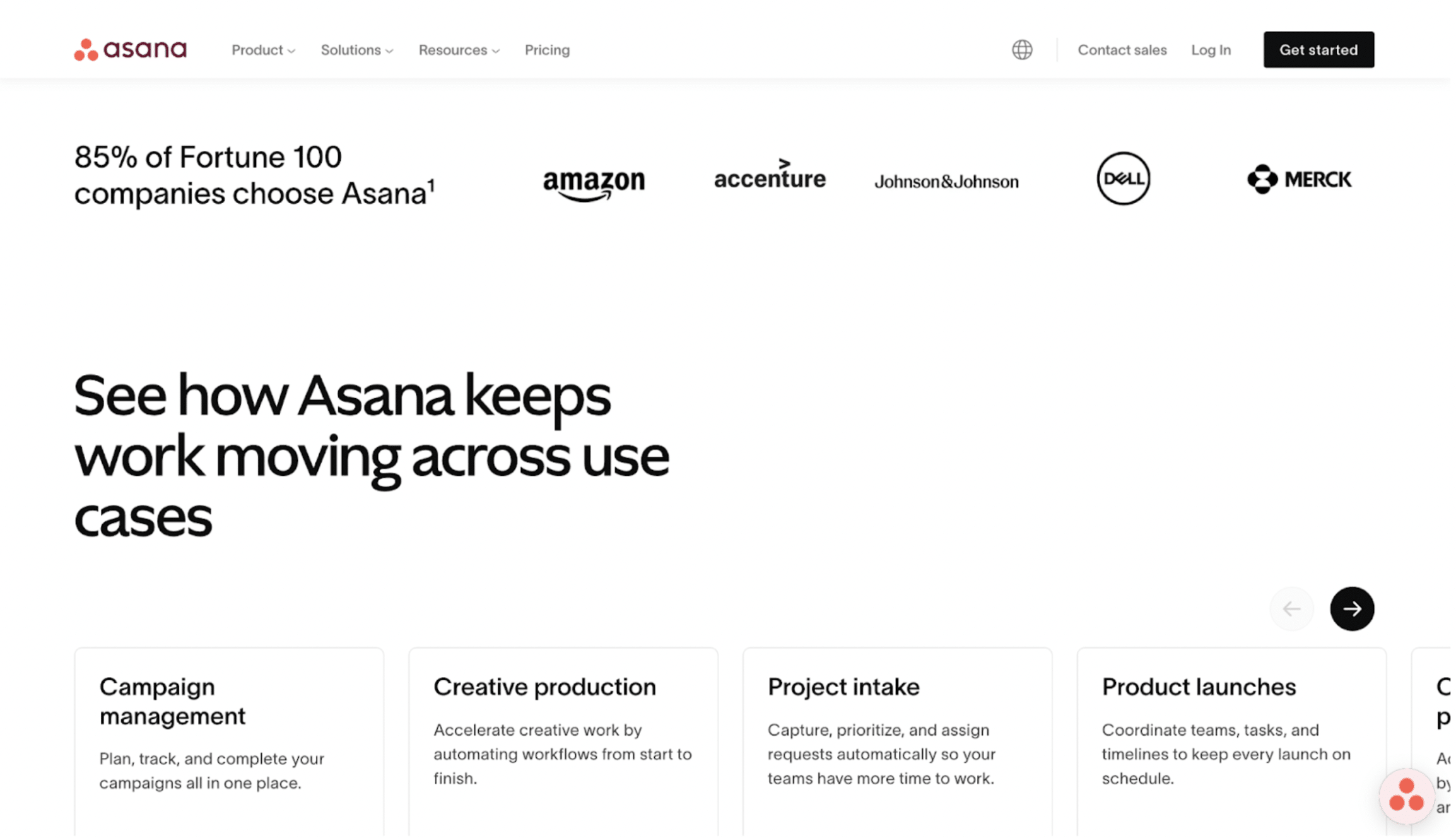 Asana landing page