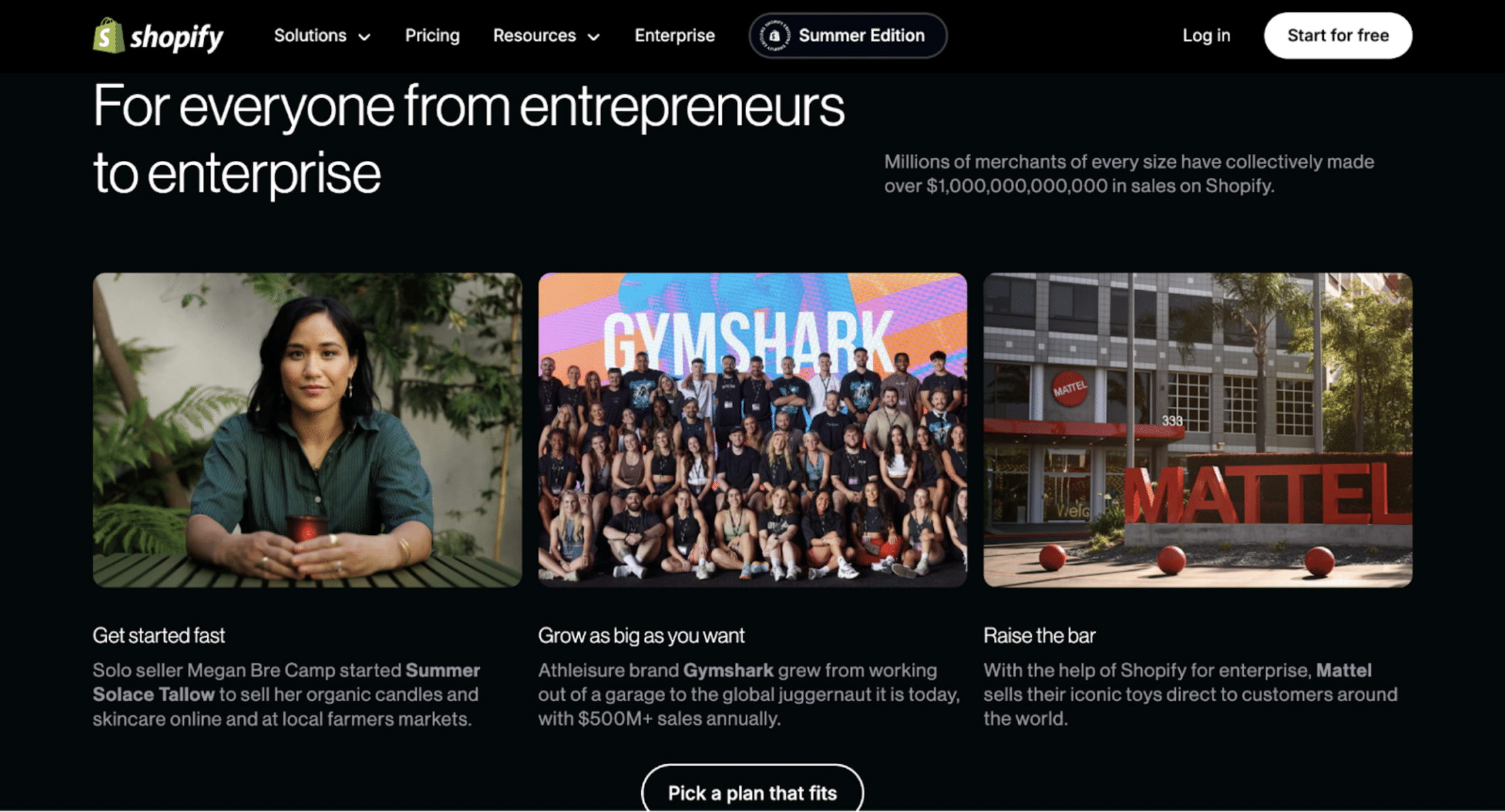 Shopify landing page