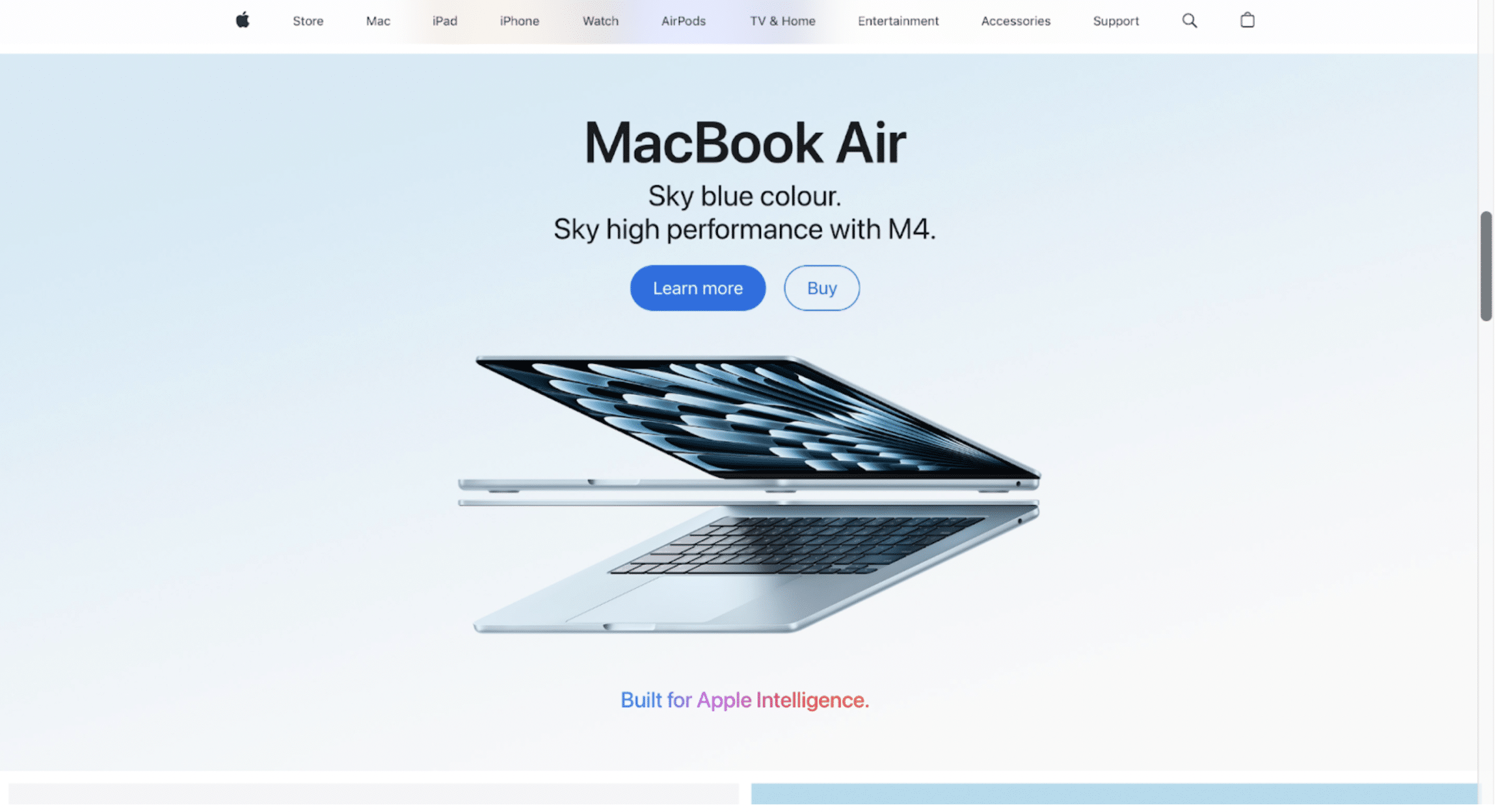 Apple landing page