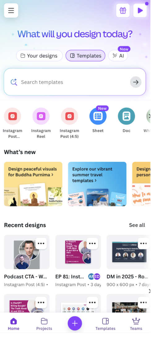Canva mobile landing page