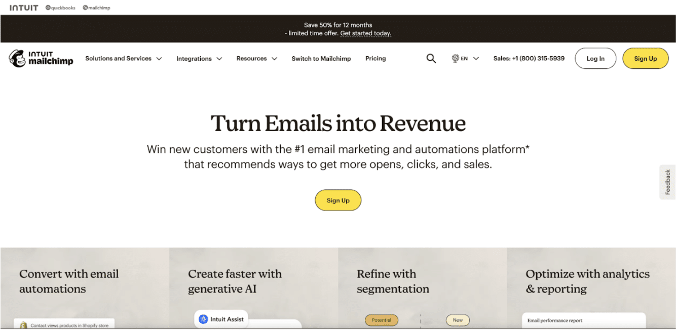 Mailchimp landing page